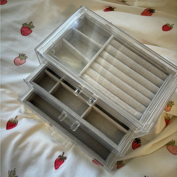 Acrylic clear Jewelry Organizer 3 Drawer Velvet Jewellery Box - Picture 3 of 4